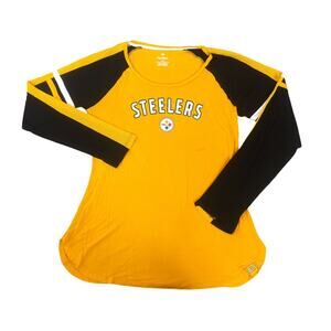 Fanatics Yellow/Black Pittsburgh Steelers Long Sleeve Tee Womens Size L